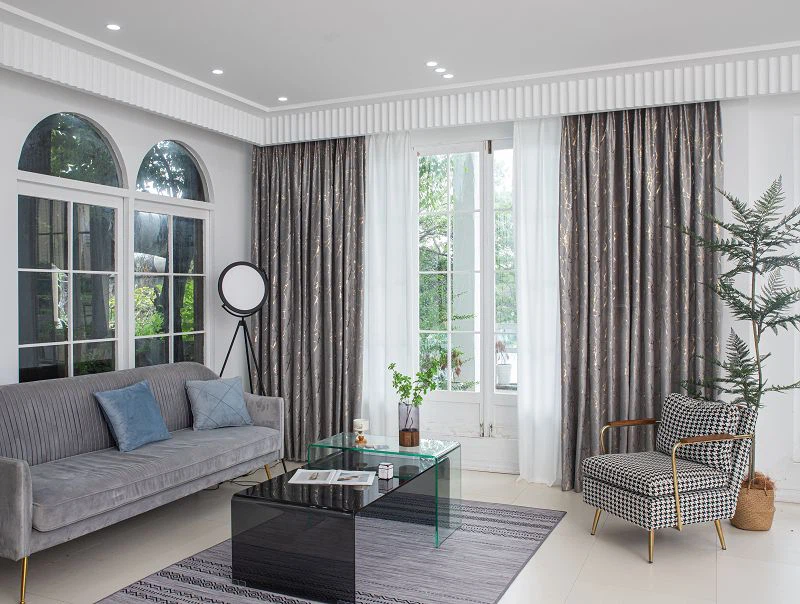 Holandsko zamatový opon s mramorovým vzorom a zlatou fóliou